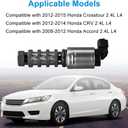 WMPHE Engine Variable Valve Timing VVT Solenoid Compatible with Honda Accord 2008-2012 CR-V 2012-2014 Crosstour 2012-2015 L4 2.4L Replacement for 15830R44A01 15830R5AA01 918-076 918076 VVT220 VTS1029