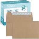 Eupako A9 Envelopes Sefl Seal 100 Pack, Brown Invitation Envelopes for Photos, Invitations, Announcements, Wedding, Baby Shower, 5-3/4 x 8-3/4 Inches