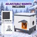 Tailtastic Heated Outdoor Cat House for Winter, Foldable Plastic Shelter