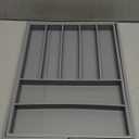 Purawood Bamboo Drawer Organizer - Expandable Silverware Organizer & Utensil Organizer, Cutlery Tray with Dividers, 7-9 Slots - Premium Kitchen Drawer Organizer for Utensils & Flatware (Grey)