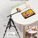 Elitehood Phone Tripod for Overhead Video Recording Updated Horizontal 59-inch Adjustable Tripod for iPhone with 25in Long Extendable Arm, 360 Rotation iPhone Stand Holder for Overhead Recording