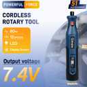 Cordless Rotary Tool Kit Mini, 7.4V 12-Speed Power USB Rechargeable, for 3D Printer Sanding, Jewelry Making, Wood Carving, Polishing, Drilling DIY Crafts with 51 Accessories