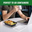 50 Pack (100-Piece) 32 oz Meal Prep Containers Reusable with Easy Open Lids, Sturdy Leakproof Food Safe, Microwave Freezer Dishwasher Safe, To Go Take Out Plastic Food Storage Pans with Lids, Black