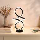 Mayful Modern Spiral Table Lamp, Bedside Lamp with USB C & A Ports, Touch Control Dimmable with 3 Color Temperatures,Unique LED Lamp for Nightstand Bedroom Office Living Room, Black