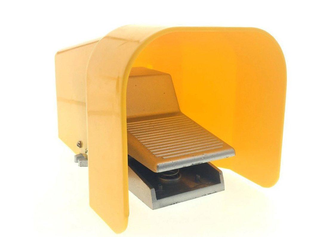 YXQ 2 Position 5 Way Foot Pedal Momentary Pneumatic Valve Control w Protective Cover and Lock Silver Tone Air Switch