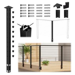 Muzata 36in Modular Cable Railing Corner Post Side Mount 4-Way Drilled RW53