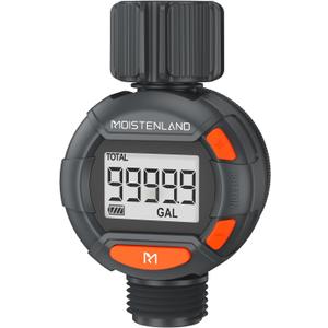 Moistenland Water Flow Meter, Water Meter, Standard 3/4" Thread, High Accuracy and IP6X Waterproof, Perfect for Garden Hose/RVs