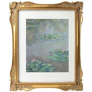 ASOWIN 11 x 14 Antique Picture Frame with Corner Flower Decor for 11 x 14 or 8 x 10 Photos with White Mat,Wall Gallery Decor,Vintage Gold…