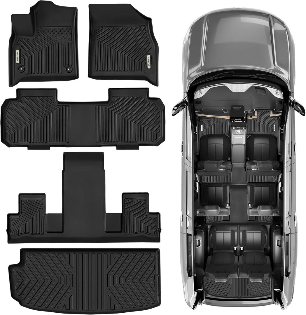 OEDRO Floor Mats Fit for 2018-2025 Chevrolet Traverse 7 Seats with 2nd Row Bucket Seats, Custom Fit All Weather Floor Mats Liners 3 Row & Cargo Liner Behind