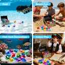 Sloosh Diving Gems Pool Toys, 16 Big Colorful Diamond with Pirate Treasure Chest,Swim Dive Toy for Kids Underwater Gemstone Swimming Training Gift Water Pool Games(Gold)