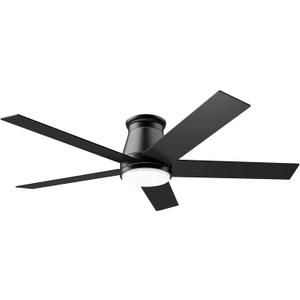 wurzee 52" Flush Mount Low Profile Ceiling Fan, Black,6 Speeds DC Reversible Motor,Timing, Dimmable for Indoor, Patio,Porch, Garage, Shop