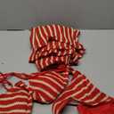 SHENHE Women's 3 Piece Swimsuits Crochet Striped Bikinis Triangle Halter Bathing Suit with Pants (Medium, Red)