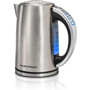 Hamilton Beach 1.7 Liter Temperature Control Electric Kettle, Water Boiler & Heater, Fast Boiling 1500 Watts, BPA Free, Cordless, Auto-Shutoff and Boil-Dry Protection, Stainless Steel (41020R) (1.8 Quarts)