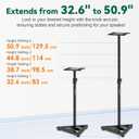 Vondynote Pair of Studio Monitor Stands Adjustable Height 32.6"-50.9" Heavy Duty Three Point Triangle Base Floor Speaker Stands Monitor Stands