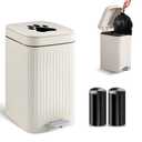 Dog Poop Trash Can Outside, 5L/1.3 Gal Pet Poop Bucket with Lid, Foot Pedal, Dog Waste Container with 40 Bags, Lid Soft Close for Pet, White