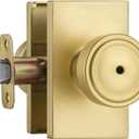 parro Gold Door Knobs Interior,Privacy Door Knob with Lock,Pismo Doorknob with Rectangle Rosette for Bath & Bedroom