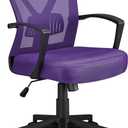 Yaheetech Mesh Office Desk Chairs Ergonomic Task Chairs with Adjustable Lumbar Support Mid Back Swivel Chair Purple