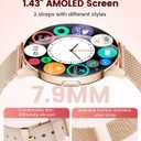 LIGE Smart Watch for Women, 1.43" AMOLED Screen Smartwatch with Answer/Make Call for iPhone/Android/Samsung, Fitness Tracker with 120+ Sport Modes, Sleep/Health Monitor, IP68 Waterproof, 2 Bands, Gold