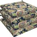 LVTXIII Outdoor Seat Cushions Seasonal Replacement Chair Cushions, Patio Chair Pads with Ties for Dining Chairs and Garden Furniture, Square Back, 19"x19"x2", 4 Pack, Paisley Sapphire Blue