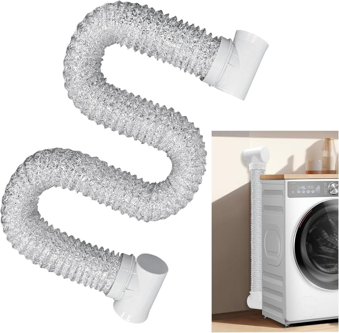 Dryer Vent Connector Kit Double 90 Degree Dryer Vent Elbow + Dryer Vent Hose, Dryer Duct Connector for 4 Inch Tubes, Clothes Dryer Vent Connector Elbow Kit Easy to Clean & Connect in Narrow Spaces