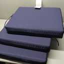 Navy Blue Outdoor Seat Cushion Set (Set of 3) – Square High-Density Foam Chair Pads with Attached Ties for Patio Chairs, Benches & Dining Seating, 19" W x 19" D x 3" Thick