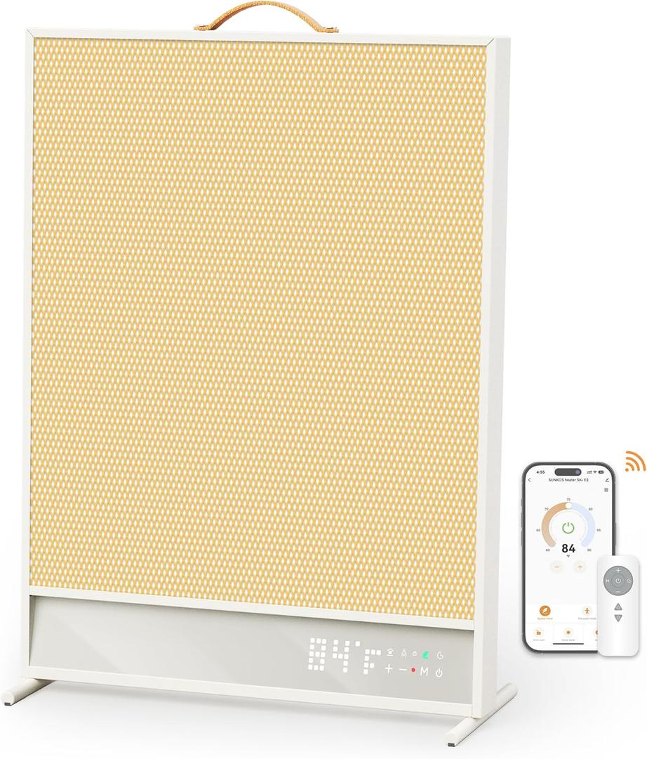Space Heater with Thermostat, Radiant Convection Far-Infrared Heater, Energy Efficient Portable Electric Space Heaters for Indoor Use Large Room Bedroom Garage Office, No Fan, Quiet