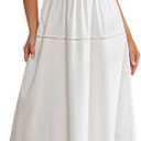 KUTUMAI Summer Corset Midi Dress Elegant Square Neck Flowy A Line Wedding Guest Tea Party Dresses for Women Sundress 2025 (White) L