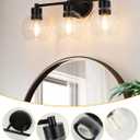 WILON Black Bathroom Light Fixtures Over Mirror, 3-Light Bathroom Vanity Light with Clear Glass Shades, Farmhouse Bath Sconce Wall Lamp with E26 Base, Wall Sconces for Bedroom, Hallway