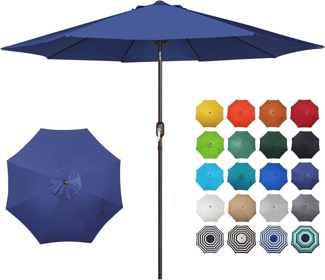 Blissun 10FT Outdoor Patio Umbrella, Outdoor Table Umbrella, Yard Umbrella, Market Umbrella with 8 Sturdy Ribs, Push Button Tilt and Crank