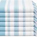 Turkish Beach Towels Set of 6, Large 36" x 71" Towel Set Aqua & White