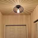 Industrial Semi-Flush Mount Ceiling Light,Black Metal Cage Ceiling Light Fixture for Kitchen,Bedroom,Hallway,Entryway,Dining Room,Farmhouse Lighting