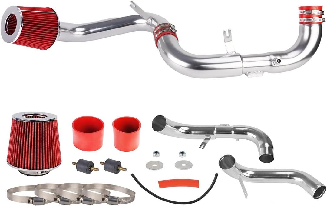 PHILTOP Cold Air Intake Kit Compatible with 2006-2011 Civic with 1.8L (DX/DX-G/LX/EX), Filters System Kits Aluminum Red Aluminum 3 inch High Flow