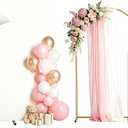Arch Backdrop Stand and Cover Set 7.2FT/6FT, Gold Wedding Arch Frame with White Arch Cover Stretchy Spandex Wrinkle-Resistant, Wedding Arches for Ceremony Birthday Party Baby Shower