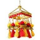Square Centre Hanging Wall Roof Ceiling Hanging Jhoomar Colorful Rose Flower Hangings Decorative Ornament Party Decorations Home Décor for Wedding Festivities & Gifting Size(4"X10")