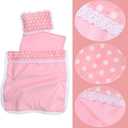 3Pcs Baby Doll Accessories Dolls Bedding Kit Playset Soft Pink Polka Dot Baby Doll Blanket Mattress Pillow Fits 8-12 Inches Dolls for Girls Dollhouse Gifts Bedding Accessories