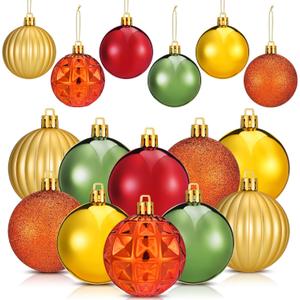 Syhood 30 Pcs Thanksgiving Ball Ornaments for Tree Fall Ball Hanging Ornaments Decorations Glitter Gold Orange Bronze Brown Hanging Autumn Decor for Autumn Harvest Holiday Party Home Supply 2.36 Inch