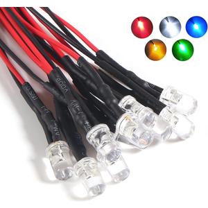 ACEIRMC 30pcs 3mm 12V Pre Wired LED Diodes Light Ultra Bright Resistor and Wire Indicator Light Emitting Diodes Bulb Lamp for DIY Car Boat Toys Parties and Multiply Lighting Projects (7 Colors)