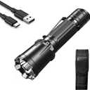 klarus XT11GT Pro 3300 Lumens USB C Rechargeable Tactical Flashlight, 1345 Feet Beam Distance, Instant Reaction Dual Tail Switches, Tactical + Outdoor Settings, with 4000mAh Battery, Holster
