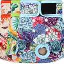 Washable Female Dog Diapers - Premium Reusable Diapers for Doggie in Heat - Highly Absorbent Dog Diapers Female for Pet Incontinence with Adjustable Snaps (SucculentsS) (SmallNew Born-11.5Waist)