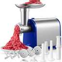 Electric Meat Grinder, Sausage Stuffer with 3 Sausage Tubes, 2 Blades, 3 Plates, 3200W Max, Meat Grinder Heavy Duty for Home Kitchen Use, Stainless Steel (Blue) : Home & Kitchen