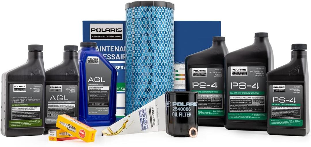 Polaris Service Kit for GENERAL 1000/XP 1000 or RZR Trail S/S 1000 Models, Includes Demand Drive Fluid, AGL Fluid, PS-4 5W-50 Full Synthetic Oil, 1 Air Filter, 1 Oil Filter, 2 Spark Plugs - 2830544