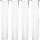 INOOMP 4 Pieces Clear Glass Test Tube Vases for Plant Propagation Hydroponic Flower Vials with Round Bottom Small Transparent Tube Planters for Desk Home Decor