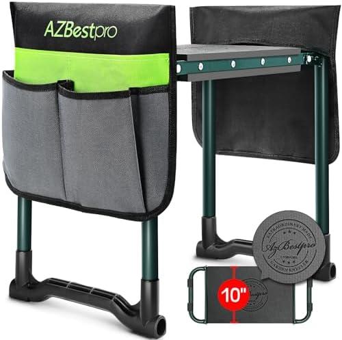 Garden Kneeler and Seat Heavy Duty, Upgraded Foldable Gardening Stool - Widened to 10" Stable Wear-resistant Prevent Knee and Back Pain, Beautiful Logo high-end 2 Large Tool Bags Gift for Women
