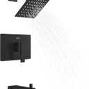 KENES Tub Shower Faucet Set Complete, Matte Black Tub and Shower Trim Kit with 6-Inch Rain Shower Head, Square Shower System, KE-6025A-2 (Shower Valve Included)