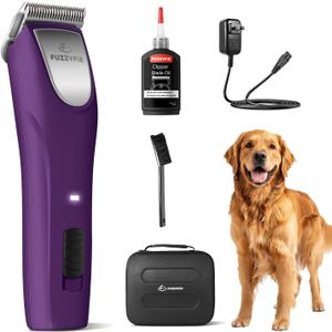 Professional Dog Clippers for Grooming - 2 Speed Detachable Blade Pet Grooming Kit for Thick Curly Matted Coats - Low Noise Heavy Duty Cordless Hair Trimmer for Animal Pet Horse (Violet)
