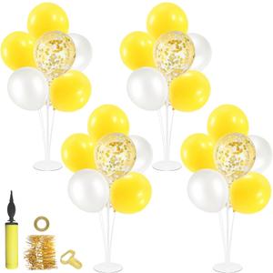 ZJDHPTY Yellow and White Balloon Stand Centerpiece Table Decorations for Bee Sunflower Daisy Birthday Bridal Shower Engagement Wedding Party Decorations(Yellow white set of4)