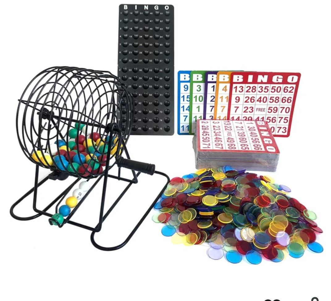 Yuanhe Deluxe Bingo Game Set-Includes Metal Cage,500 Colorful Bingo Chips,100 Bingo Cards,75 Colored Balls,Plastic Masterboard,Great for Large Groups,Parties …