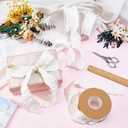 3 Rolls 3 Style 29.84 Yards White Ruffle Edge Chiffon Plaid Ribbon Double Ruffled Gingham Spring Flower Pattern Fabric Ribbons Set for Sewing Making Crafts Wedding Bouquets Gift Wrapping Diy