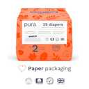 Pura Hypoallergenic Diapers Size 2 (7-13 lbs) Monthly Pack, Totally Chlorine Free, Wetness Indicator, Suitable for Sensitive Skin, Soft Organic Cotton Comfort, Overnight, 6 Packs of 29 (174 Diapers)