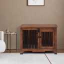 Wooden Dog Crate Furniture,Foldable and Portable Dog Kennel Furniture Indoor,Decorative Dog Crate End Table No Assembly.(Medium,Walnut) (33.1"L x 19.7"W x 24.0"H)